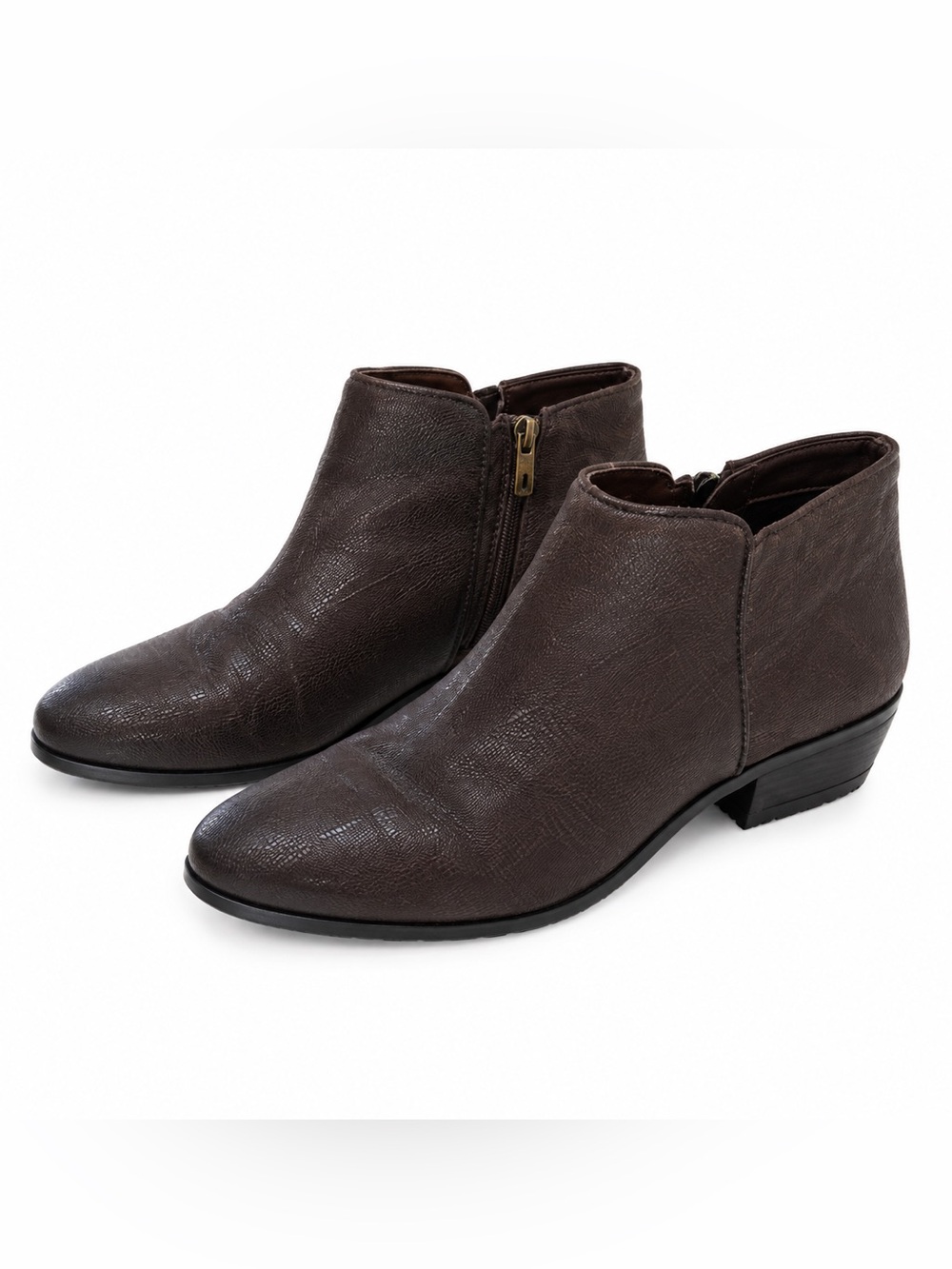 Sam Edelman Women’s Tennis Brown Leather Ankle Booties with Side Zip. Size-7